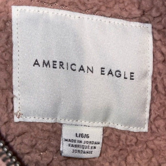 American Eagle Fuzzy Sherpa Pullover Jacket Sweater Long Sleeve Mockneck 1/2 Zip - Picture 4 of 6